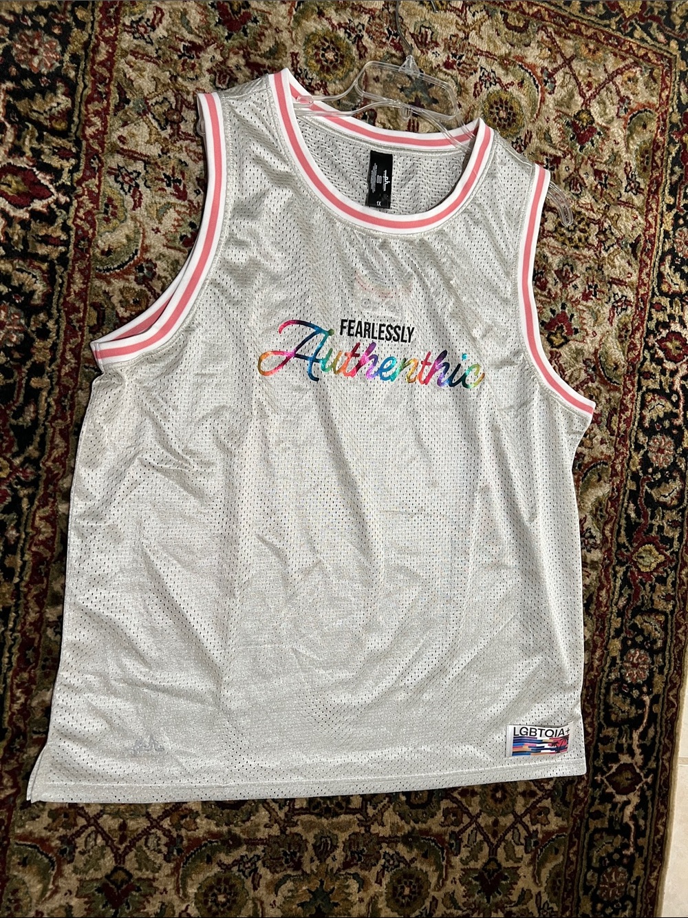 The Phluid Project Gray Mesh Tank  “Fearlessly Authentic “ Adult Size 1X